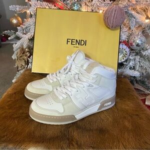 Fendi White High-Top Sneakers
